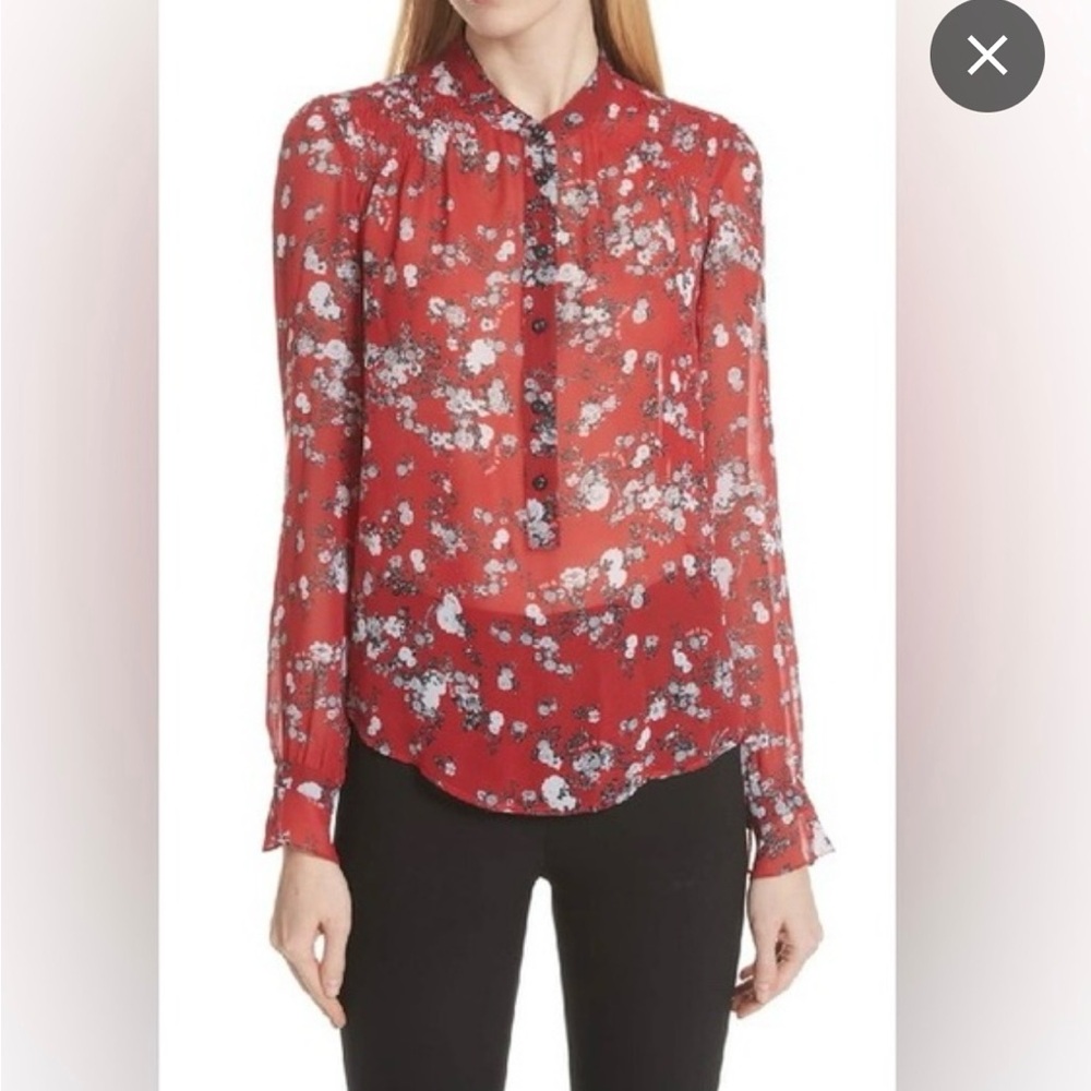 Rag and Bone Women’s Floral Top Red Size XS